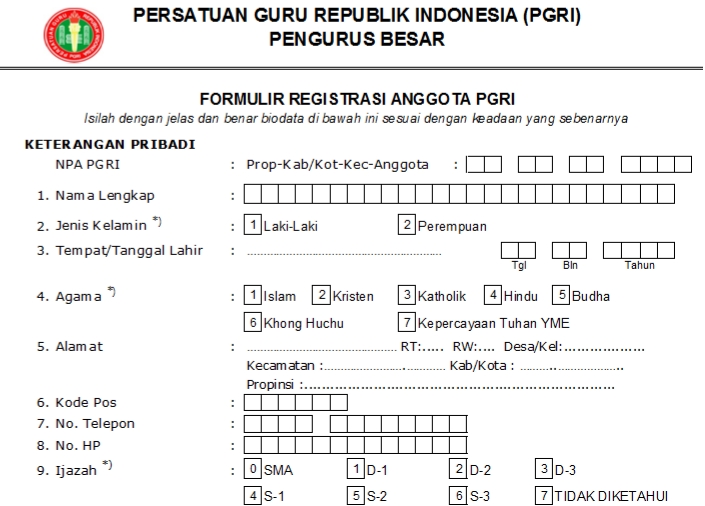 Pendaftaran PGRI Sekadau - Persatuan Guru Republik Indonesia Cabang Sekadau